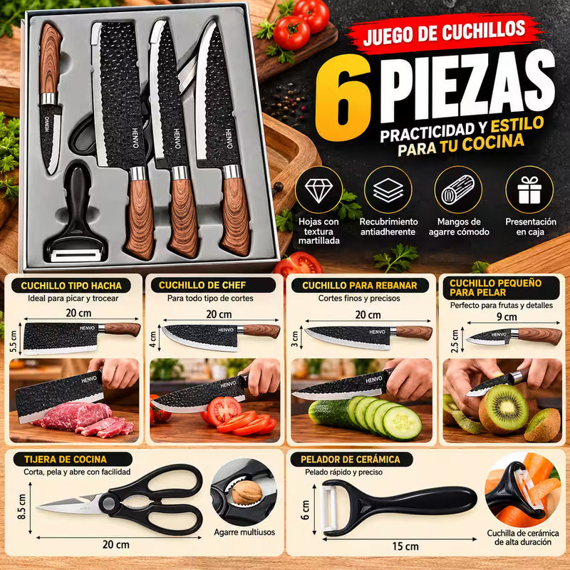 Juego Cuchillos Cocina Acero Inoxidable