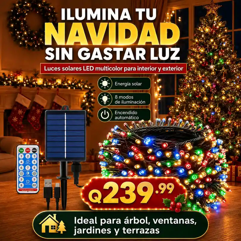 Luces Navideñas Solares LED Multicolor – Para Exterior/Interior