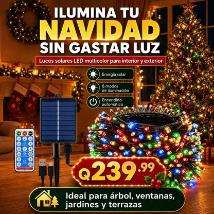 Luces Navideñas Solares LED Multicolor – Para Exterior/Interior